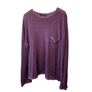 Nicole Farhi Deep Purple Linen Pullover Crew Neck Long Sleeve Women’s Tee Large
